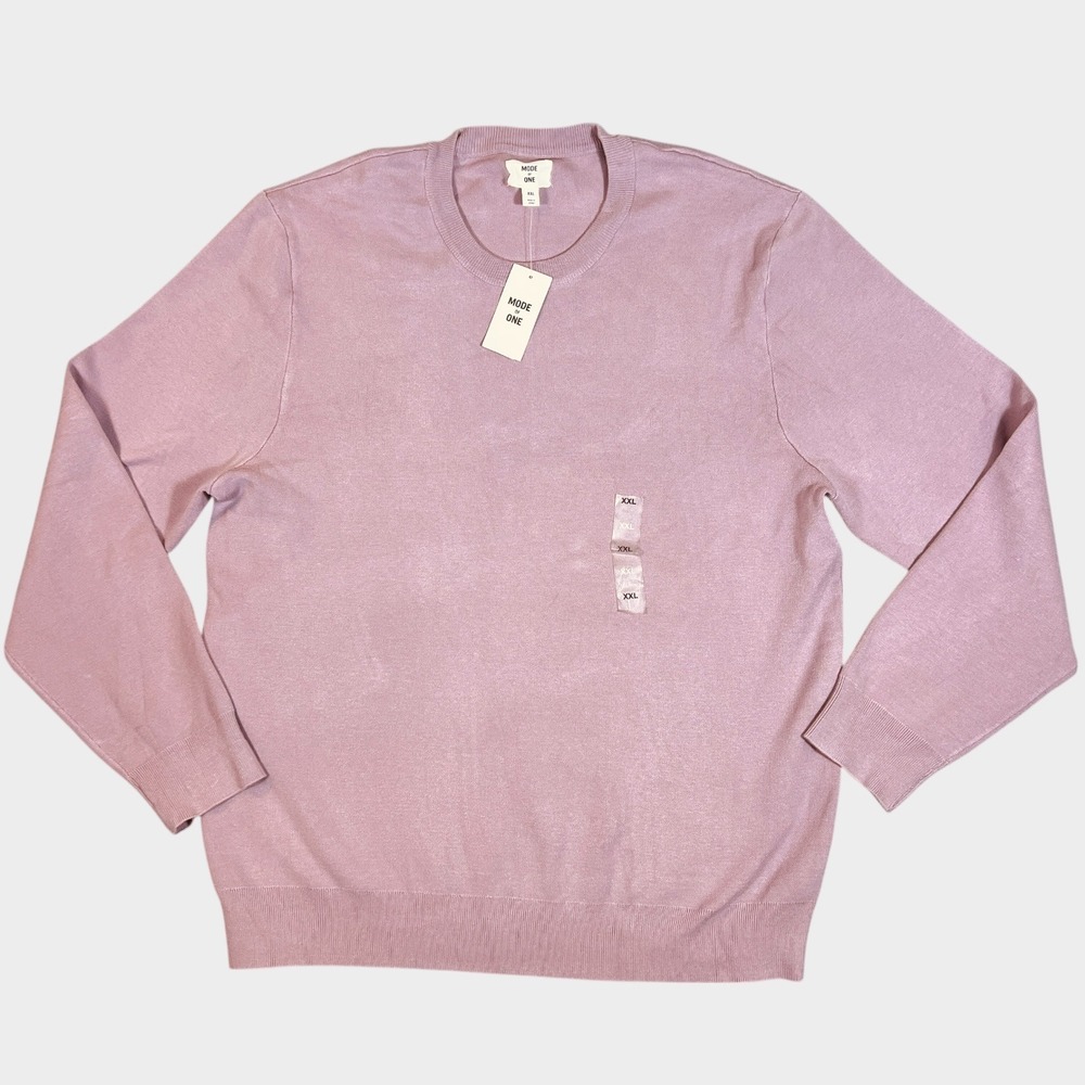 NWT Macy's MODE OF ONE Mens‎ Pale Elderberry Knit Sweater XXL Lightweight Office